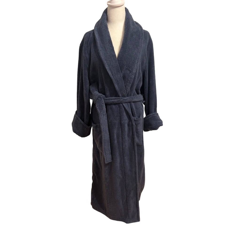 The Company Store Ladies XL NWOT blue robe pockets unisex cotton OetkoTex Turkey